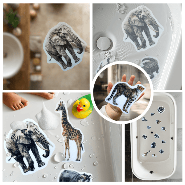 Non-slip stickers designed with the Montessori approach in mind.