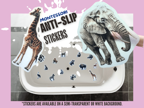 Non-slip stickers designed with the Montessori approach in mind.