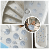 Unique spiral pattern stickers for bathtub safety.